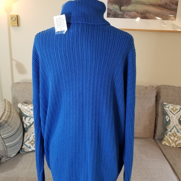 BNWT Tunic-length cotton turtleneck in textured stitch knit, relax fit - sz L - Picture 3 of 5